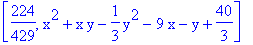 [224/429, x^2+x*y-1/3*y^2-9*x-y+40/3]